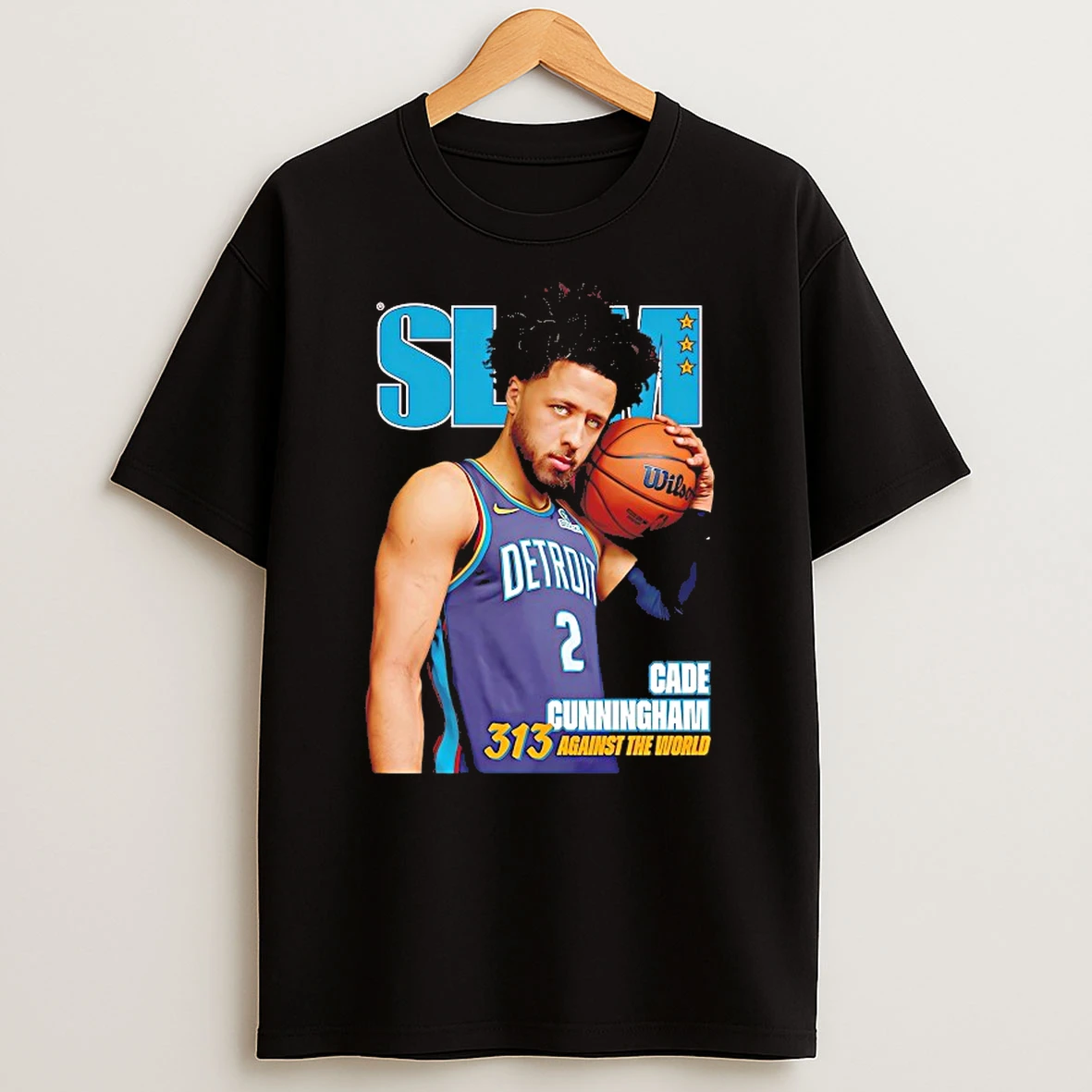 Classic Slam Cade Cunningham Detroit Pistons 313 Against The World T Shirts
