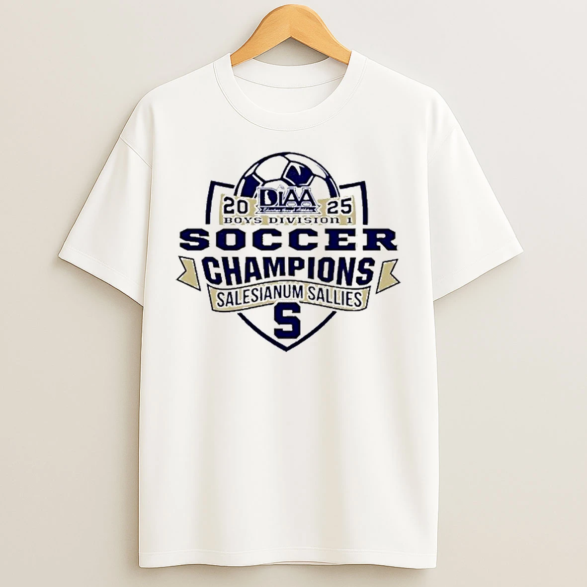 Classic Salesianum Sallies 2025 Diaa Boys Division 1 Soccer Champions T Shirts