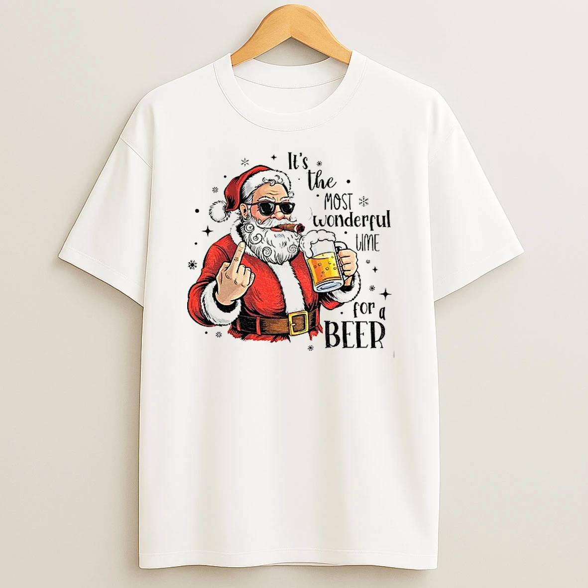 Classic Santa Beer Funny Santa Christmas Its The Most Wonderful Time For A Beer T Shirts