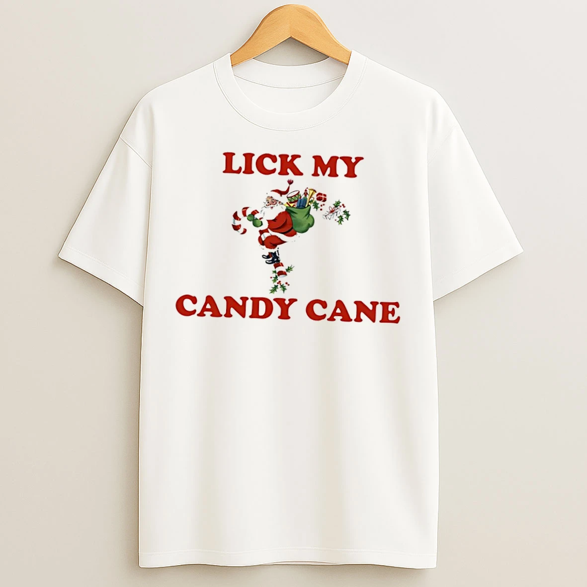 Classic Santa Claus Christmas Lick My Candy Cane T Shirts