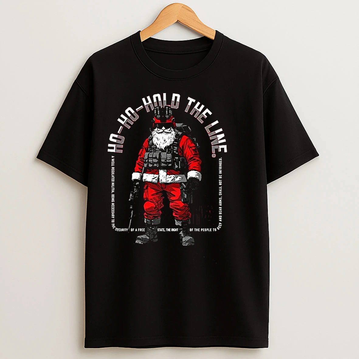 Classic Santa Claus Ho Ho Hold The Line Christmas T Shirts