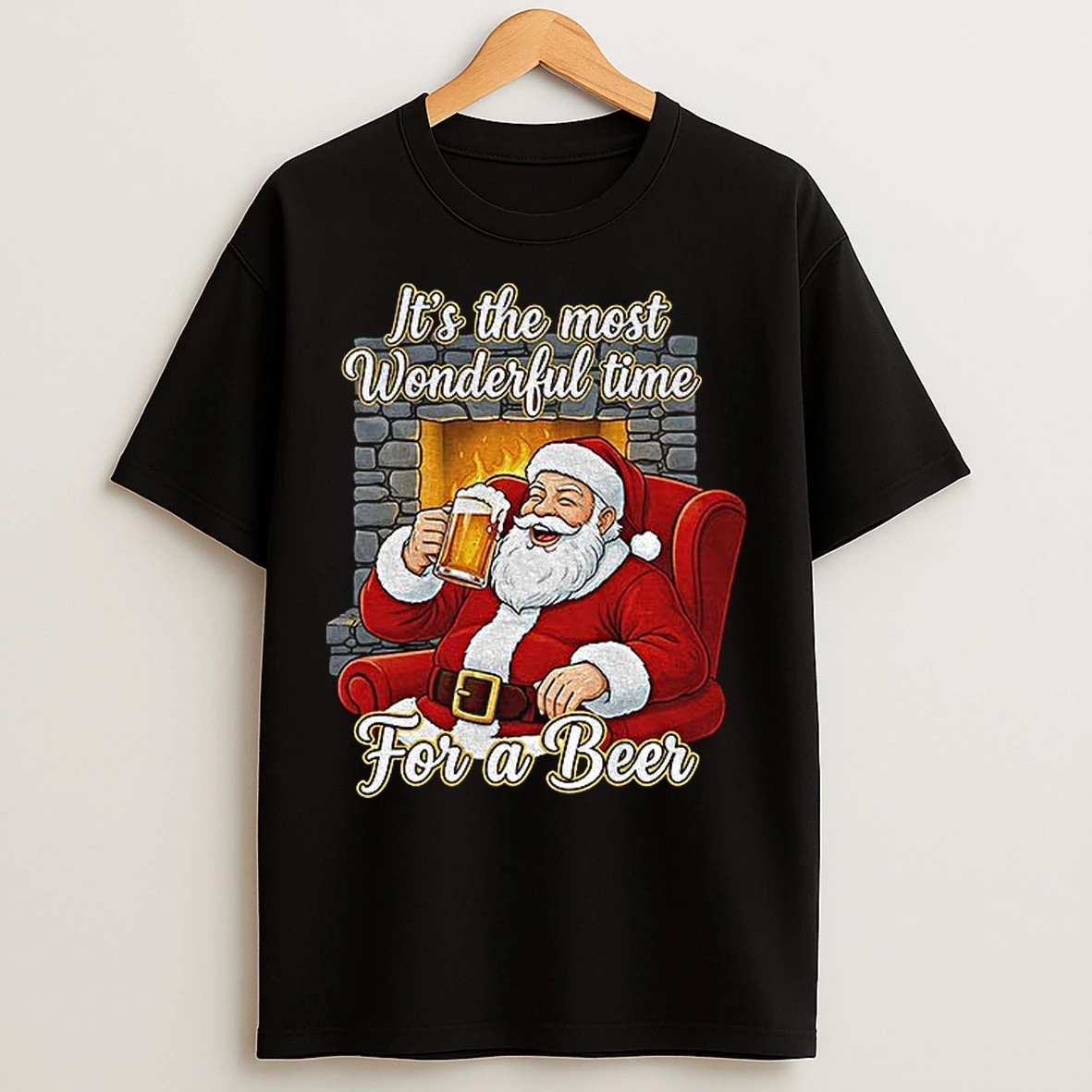 Classic Santa Claus Its The Most Wonderful Time For A Beer Merry Christmas T Shirts