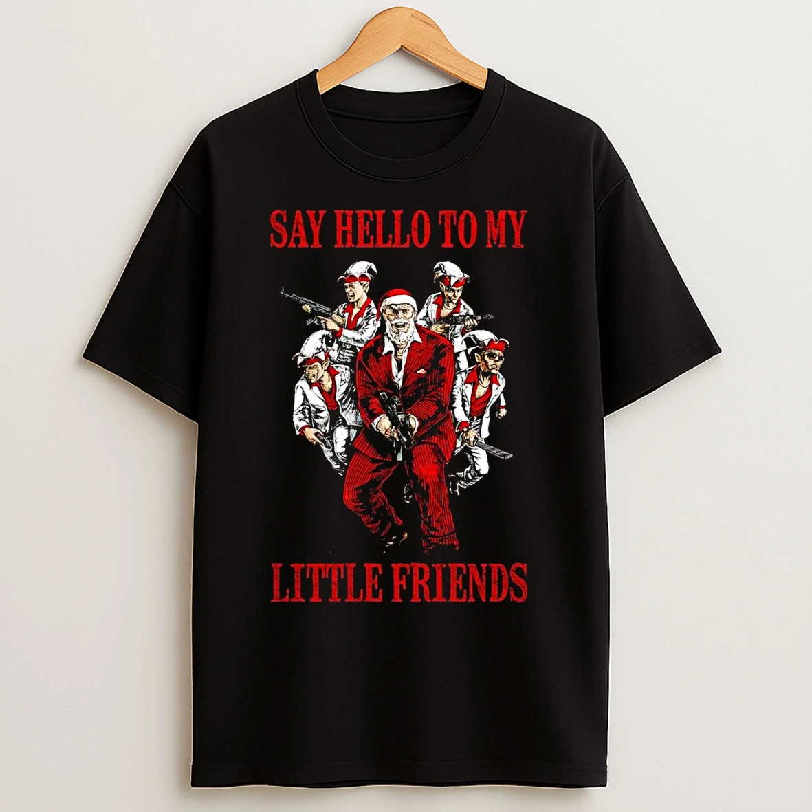 Classic Santa Claus Say Hello To My Little Friends Christmas T Shirts