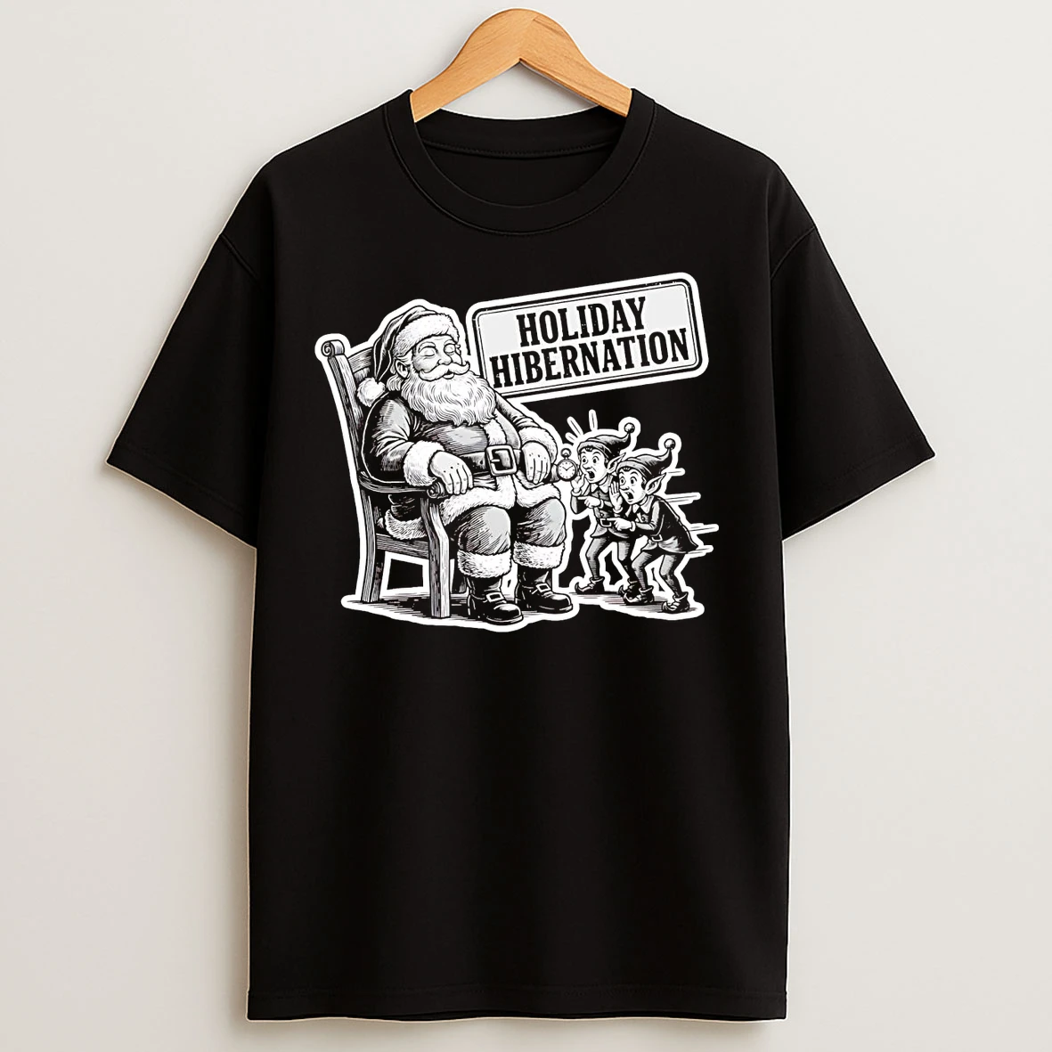 Classic Santa Holiday Hibernation Christmas T Shirts