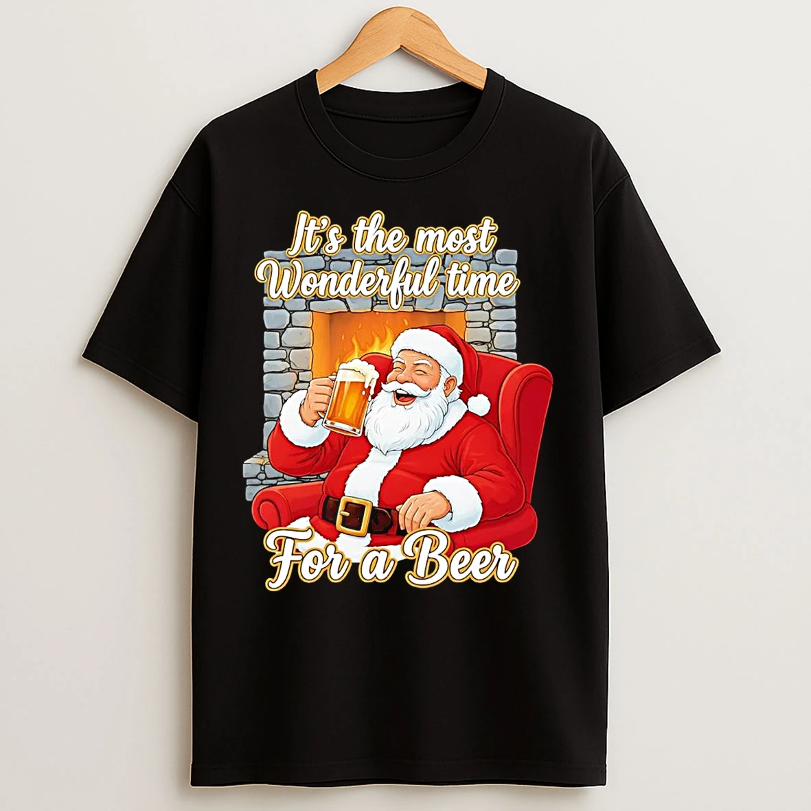 Classic Santa Its The Most Wonderful Time For A Beer Christmas T Shirts