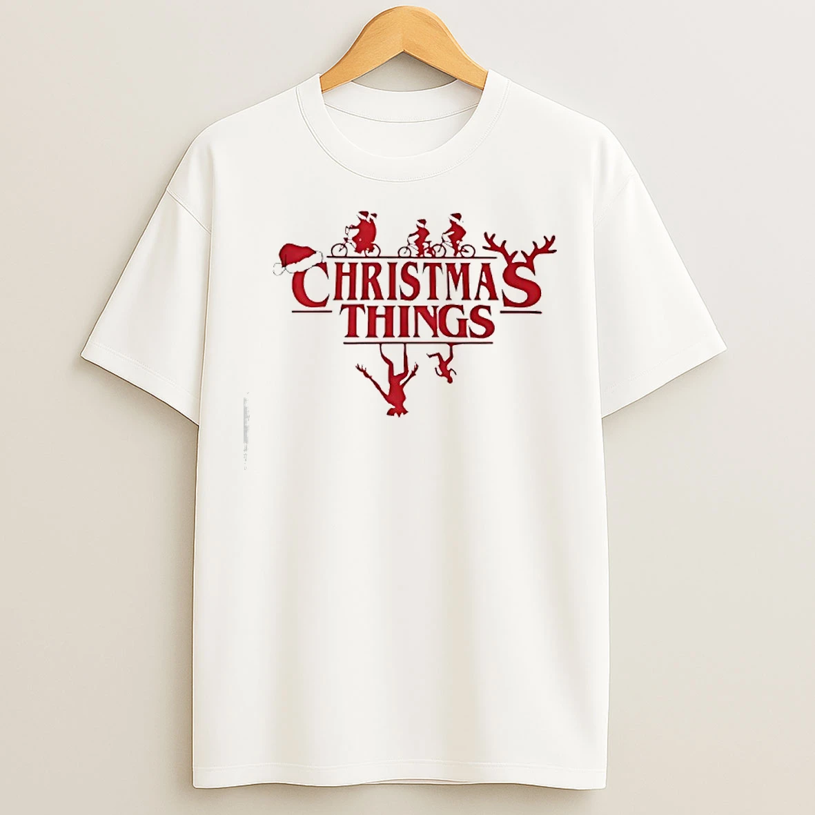 Classic Santa Hat Riding A Bicycle Christmas Things T Shirts