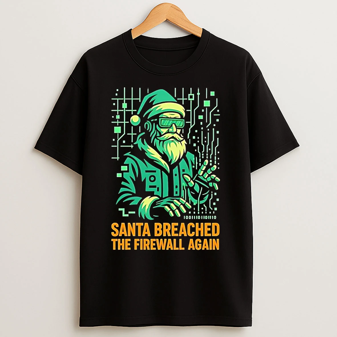 Classic Santa Matrix Breached The Firewall Again Christmas T Shirts