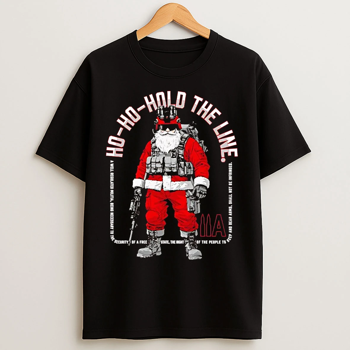 Classic Santa Nods And M4 Ho Ho Hold The Line Christmas T Shirts