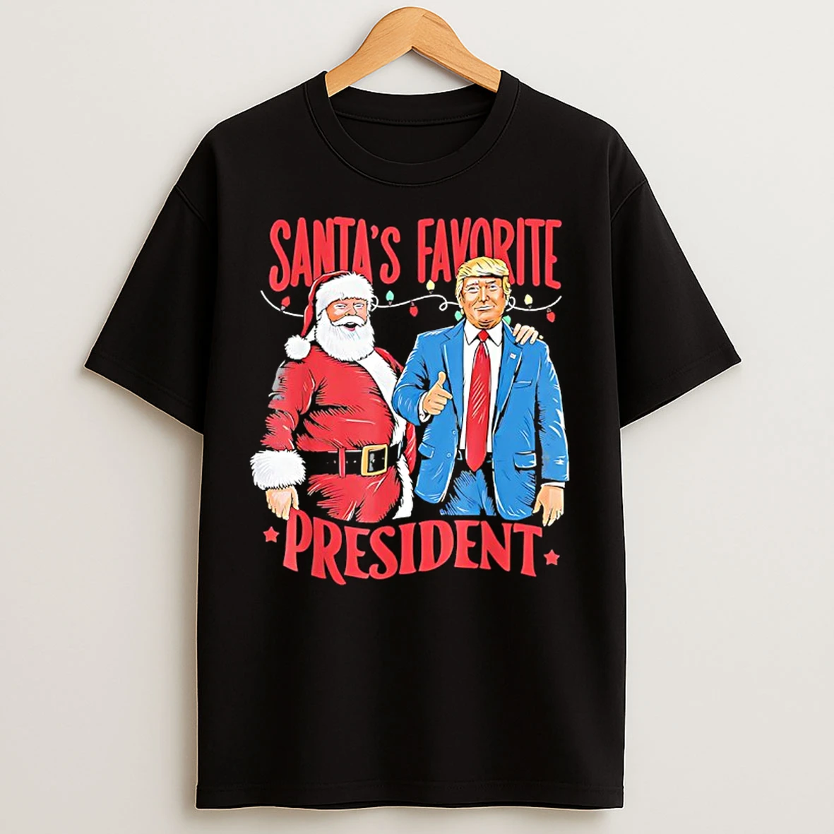 Classic Santas Favorite President Santa Trump Dance Christmas Light T Shirts