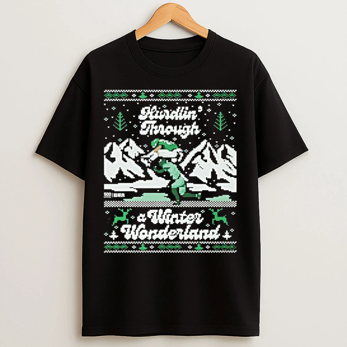 Classic Saquon Barkley Hurdlin Through A Winter Wonderland Philadelphia Christmas Ugly T Shirts