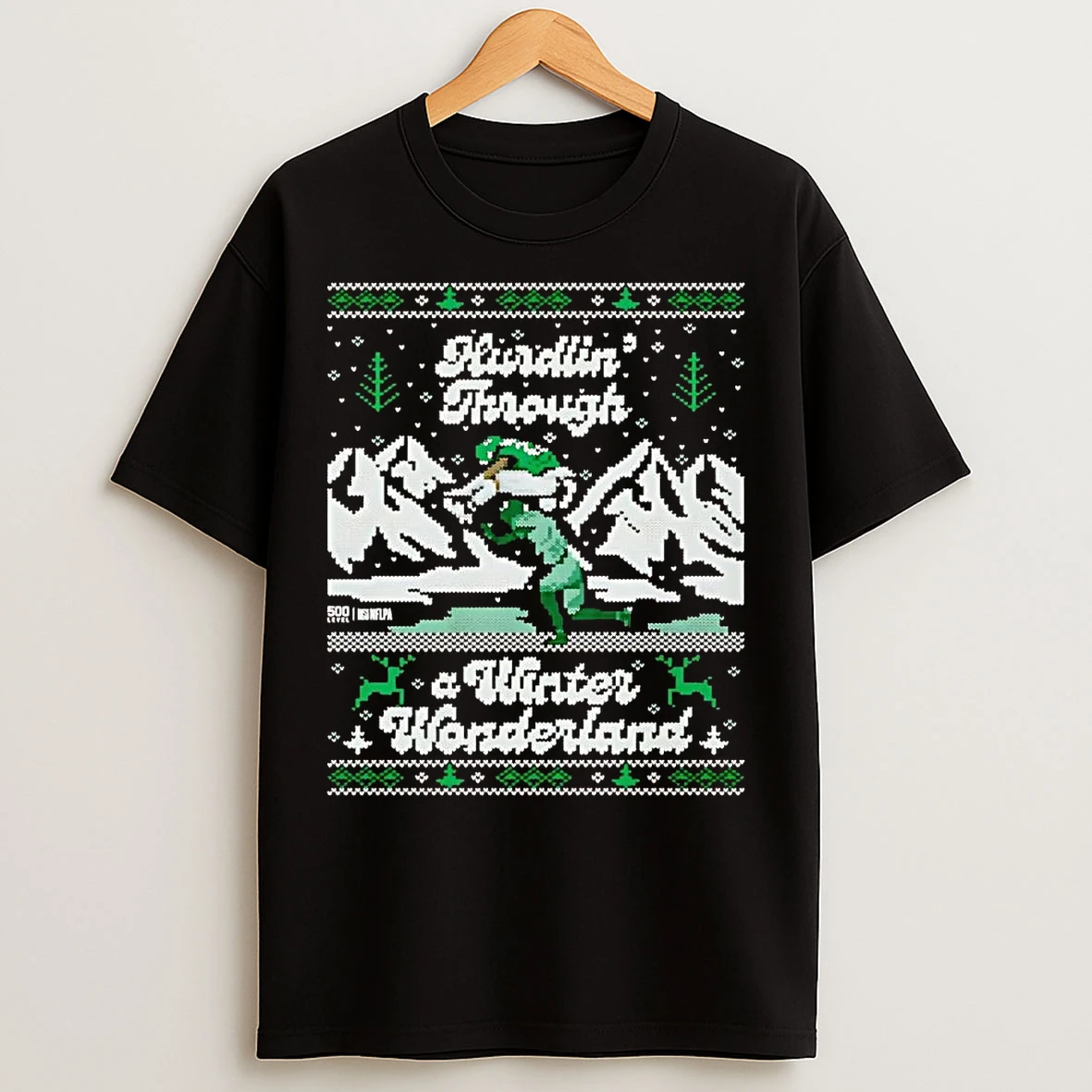 Classic Saquon Barkley Hurdling Through Winter Wonderland Ugly Christmas T Shirts