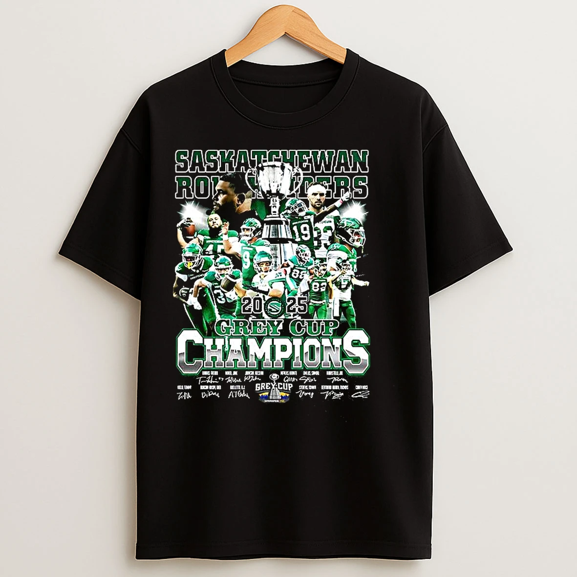 Classic Saskatchewan Roughriders Grey Cup Champions 2025 Player Signature T Shirts