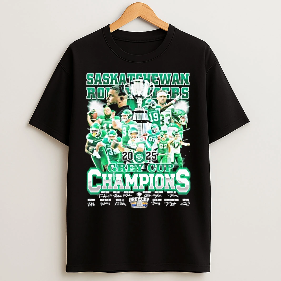 Classic Saskatchewan Roughriders Team 2025 Grey Cup Champions T Shirts