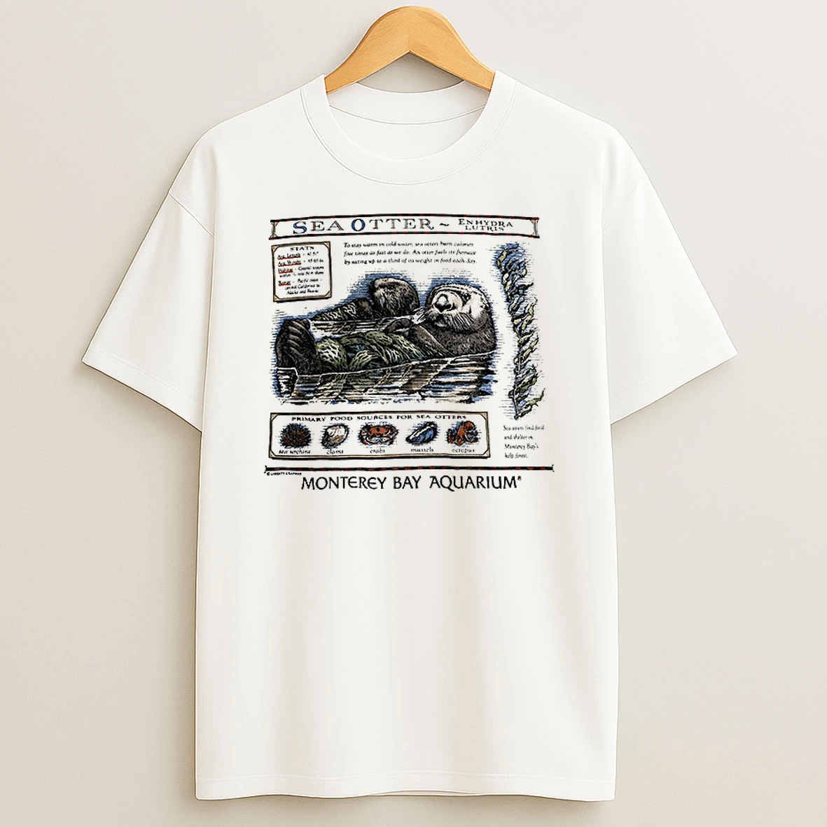 Classic Sea Otter Enhydra Lutris Monterey Bay Aquarium Vintage T Shirts