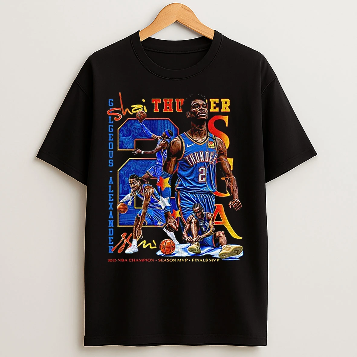 Classic Shai Gilgeous Alexander Oklahoma City Thunder Nba Champion Season Mvp Finals Mvp Basketball Graphic T Shirts