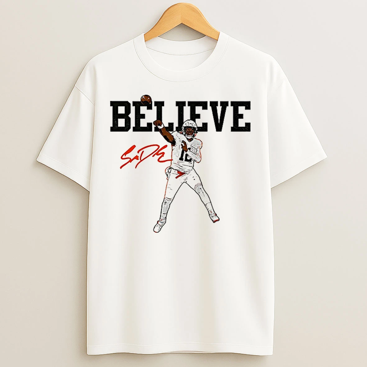 Classic Shedeur Sanders Believe Cleveland Browns Nfl Football 2025 Signature T Shirts