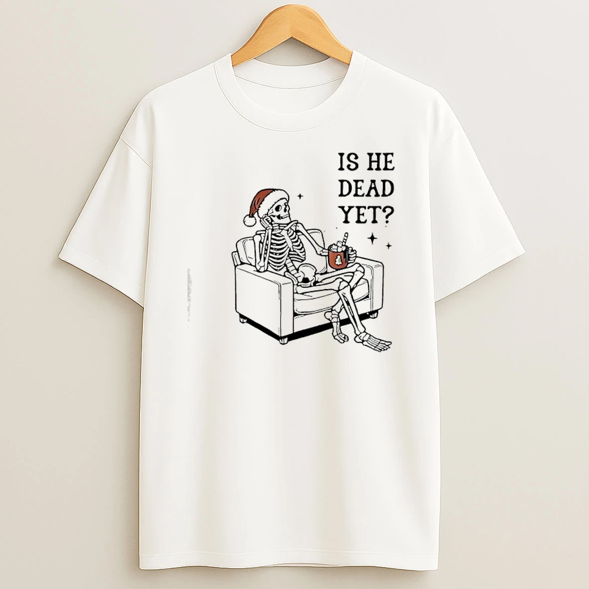 Classic Skeleton Santa Christmas Is He Dead Yet T Shirts
