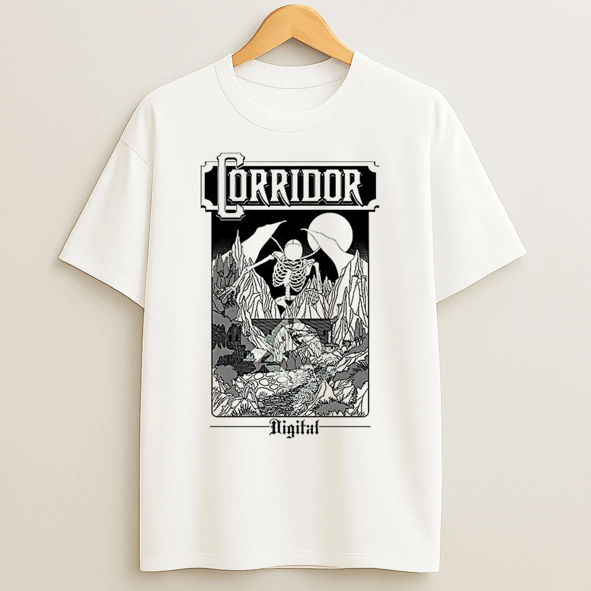 Classic Skeleton Glow Corridor Digital T Shirts