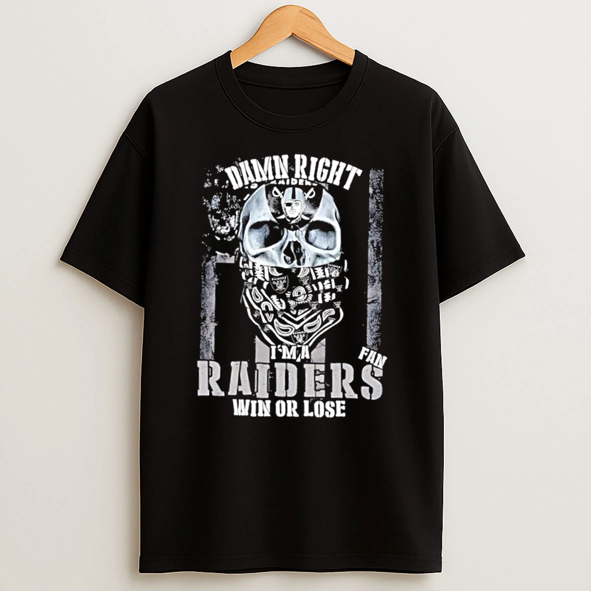 Classic Skull Damn Right Im A Las Vegas Raiders Fan Win Or Lose Us Flag T Shirts