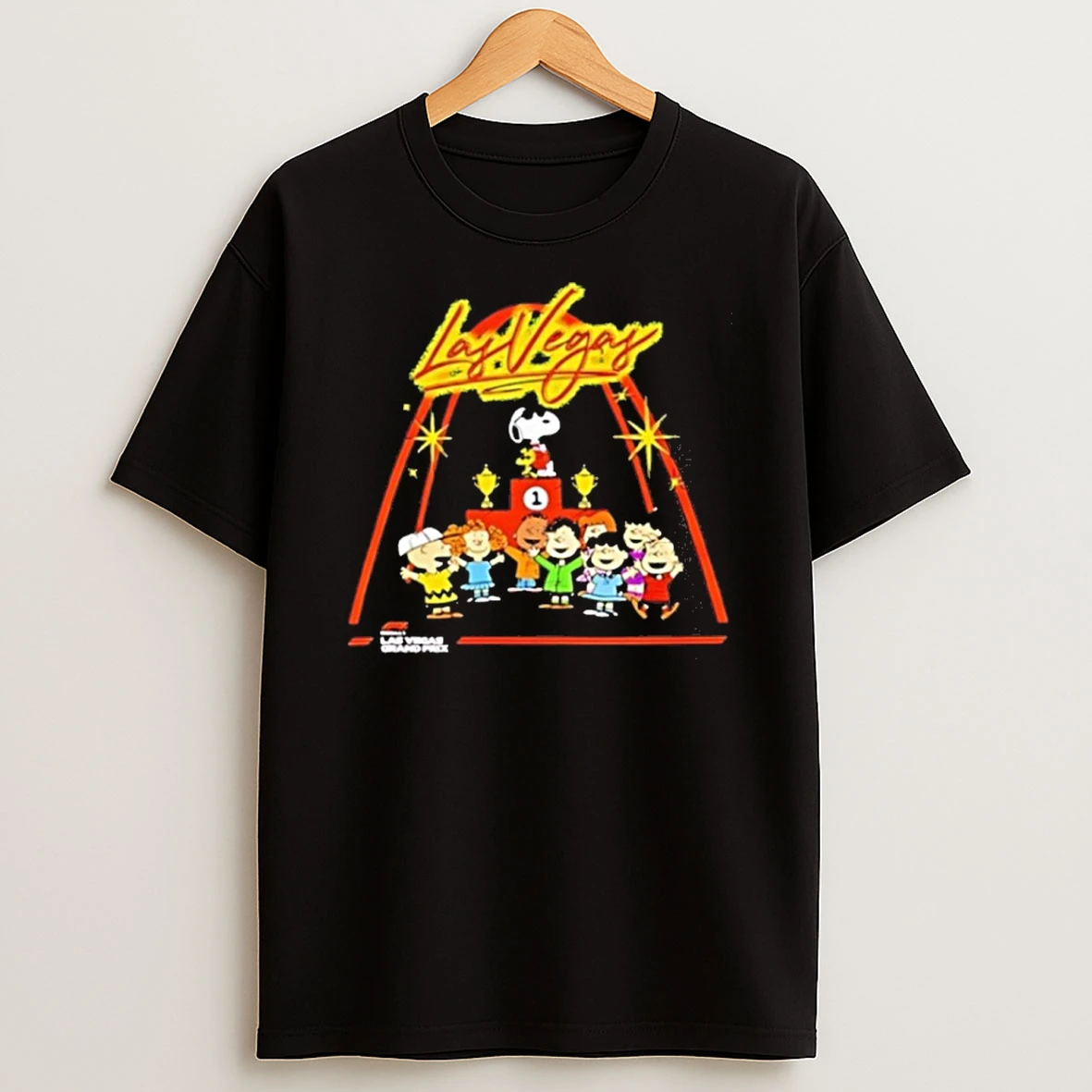 Classic Snoopy And Peanuts Las Vegas Grand Prix Podium Formula 1 T Shirts