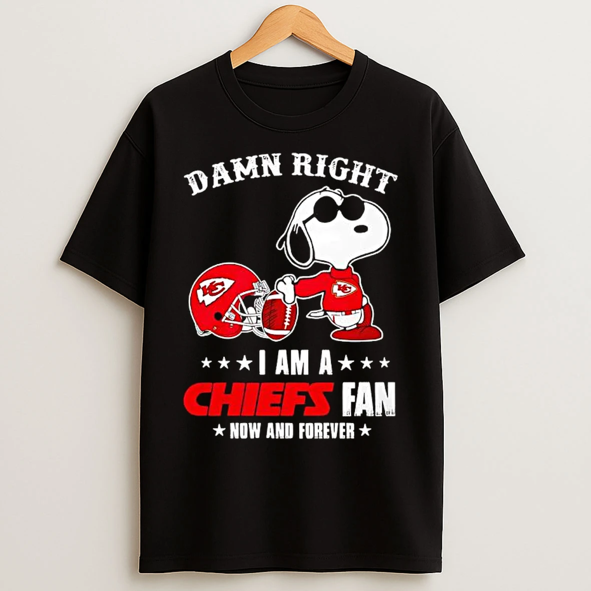Classic Snoopy Damn Right I Am A Kansas City Chiefs Fan Now And Forever T Shirts