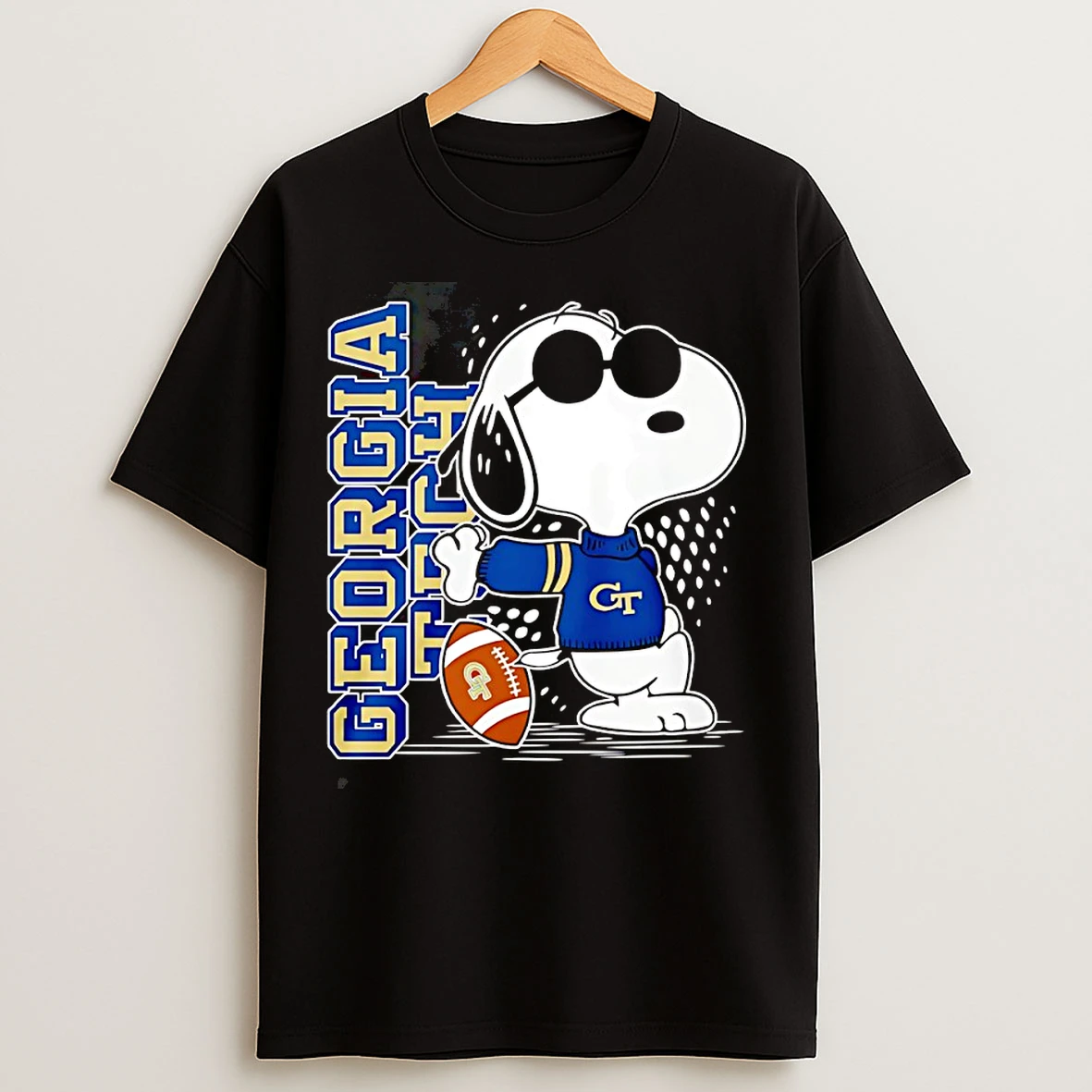 Classic Snoopy Joe Cool And Georgia Tech Yellow Jackets Merchandise T Shirts
