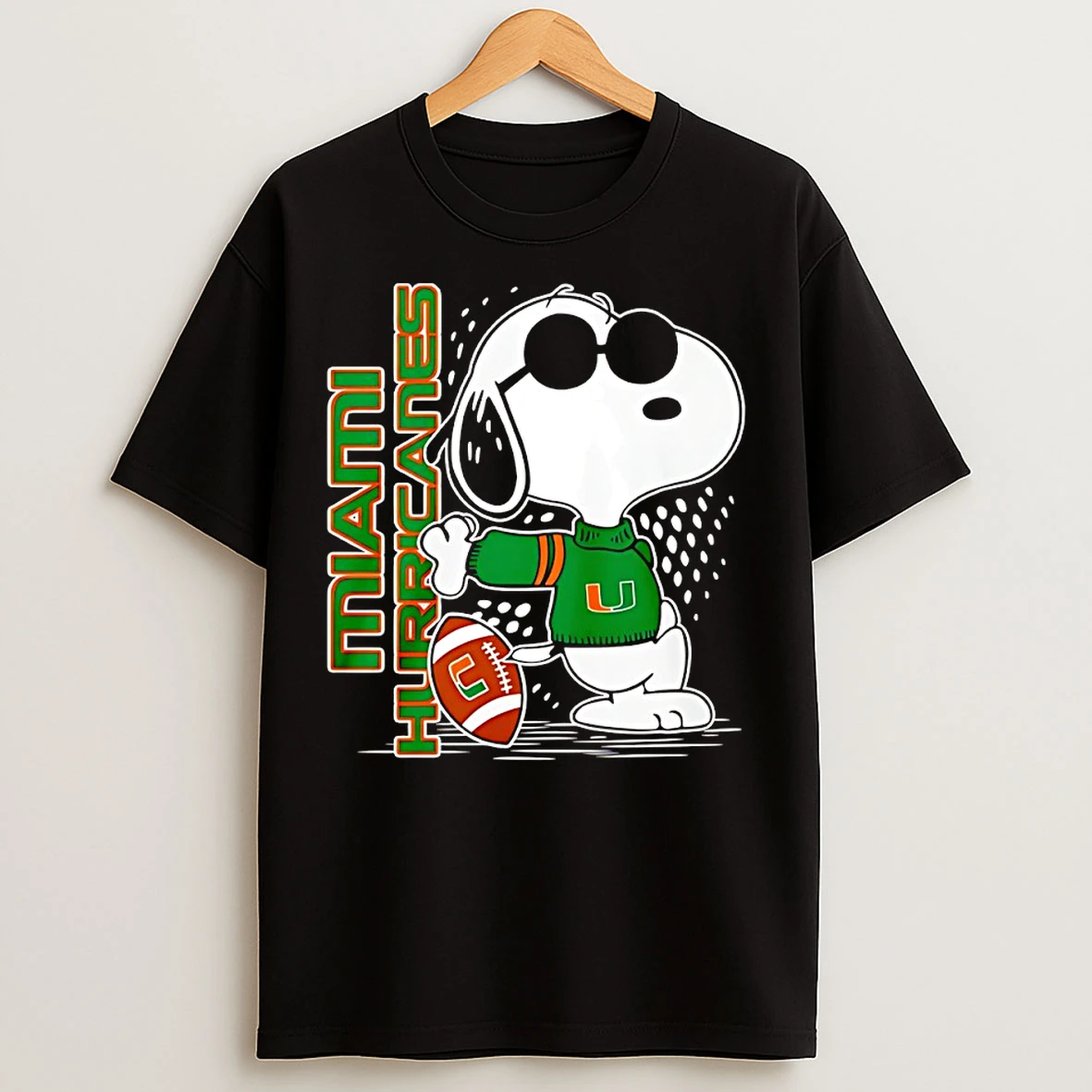 Classic Snoopy Joe Cool And Miami Hurricanes Merchandise T Shirts