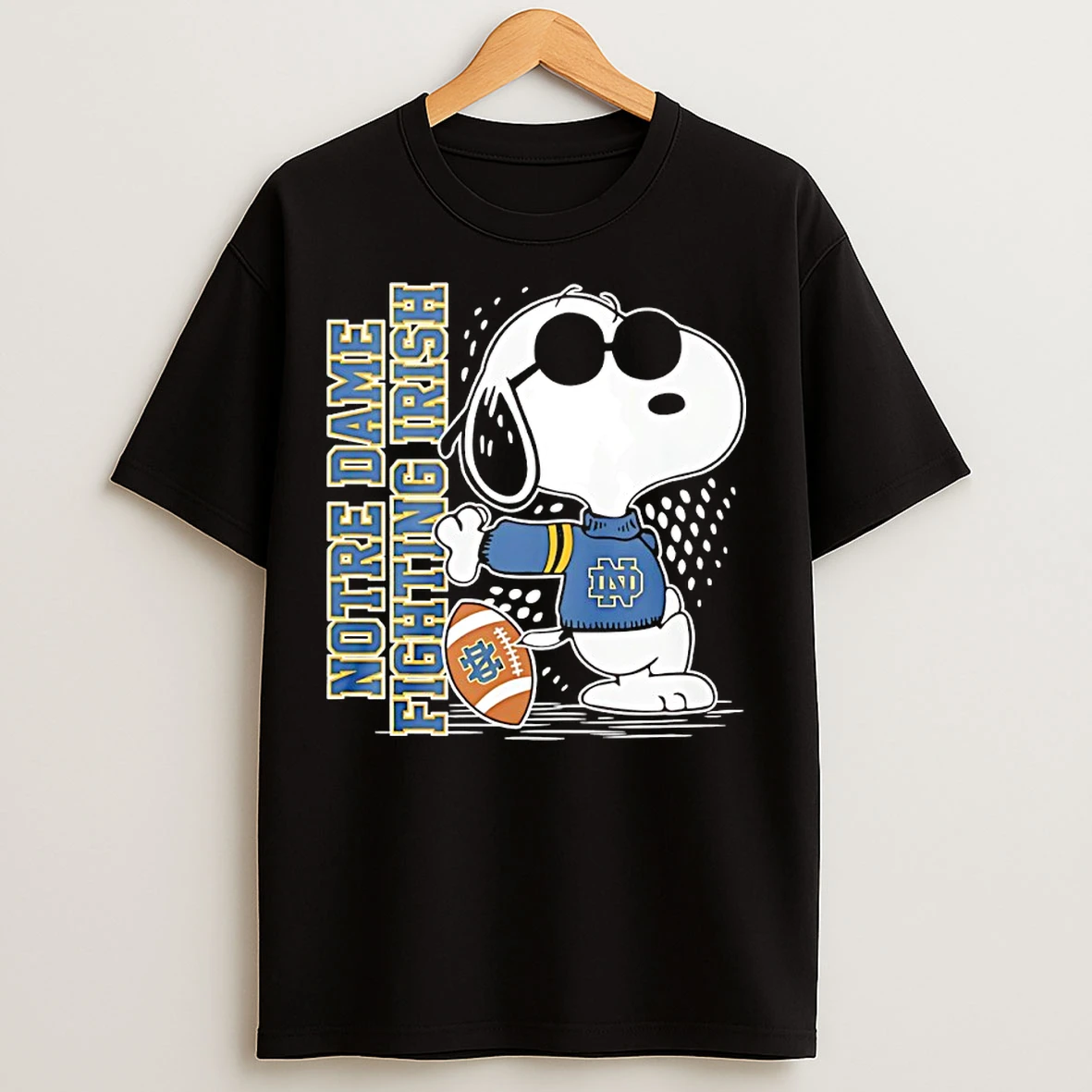 Classic Snoopy Joe Cool And Notre Dame Fighting Irish Merchandise T Shirts