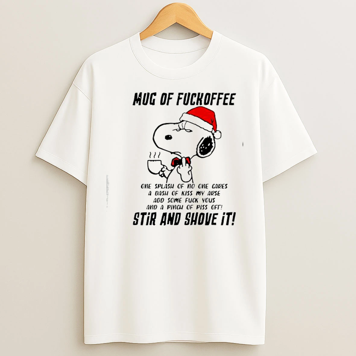 Classic Snoopy Santa Hat Of Fuckoffee T Shirts