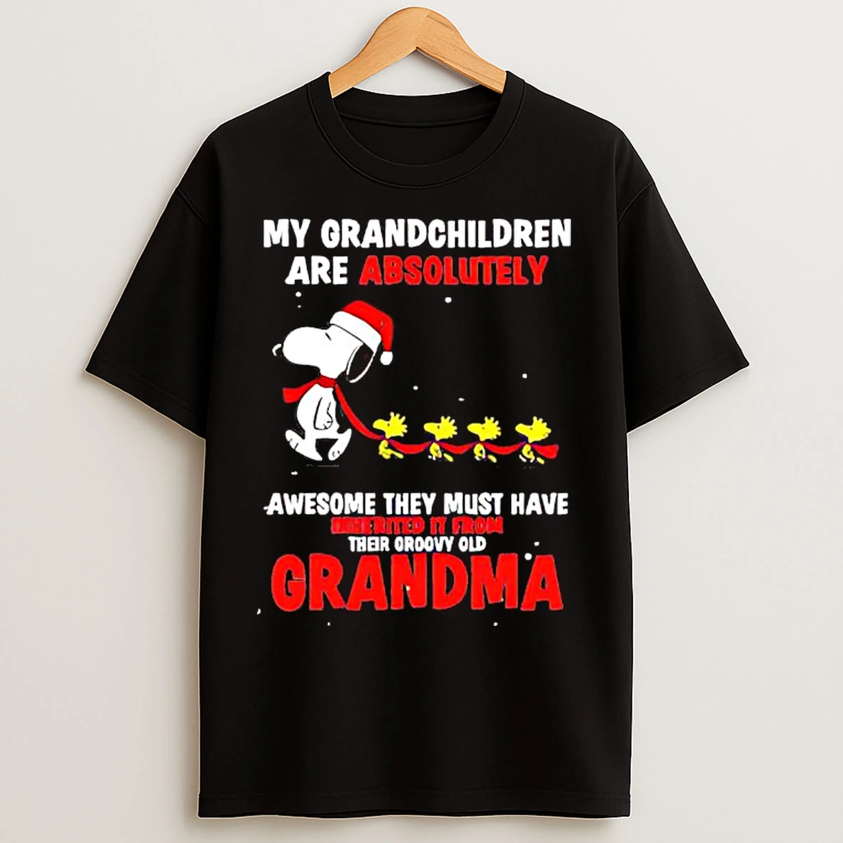 Classic Snoopy Woodstock Santa Hats Awesome They Must Have Inherited It From Their Groovy Old Grandma T Shirts