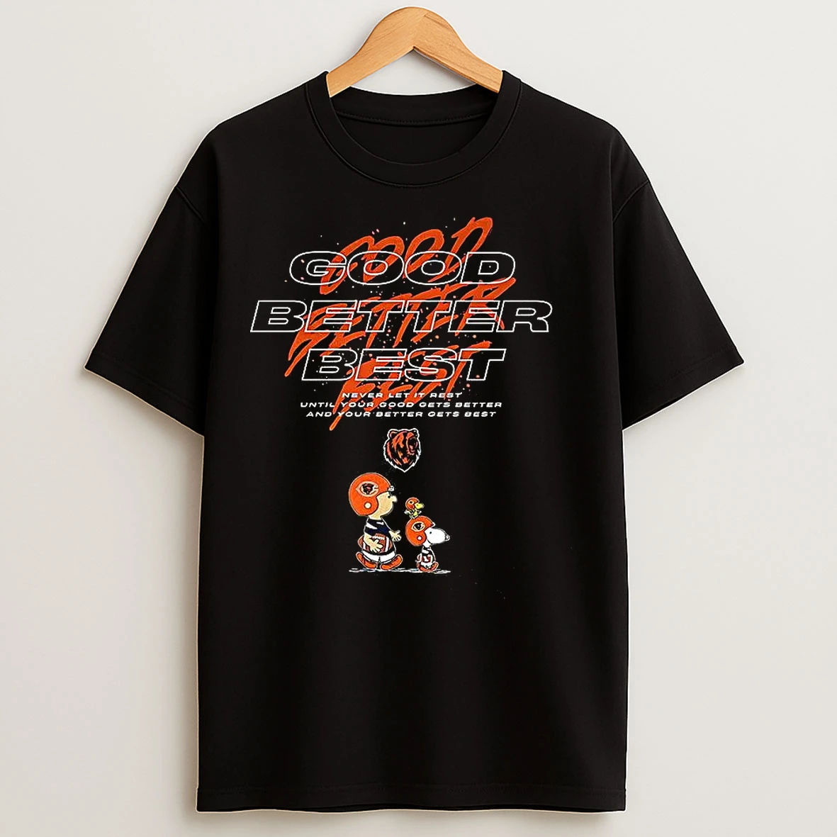 Classic Snoopy And Charlie Brown X Bears Football Good Better Best T Shirts