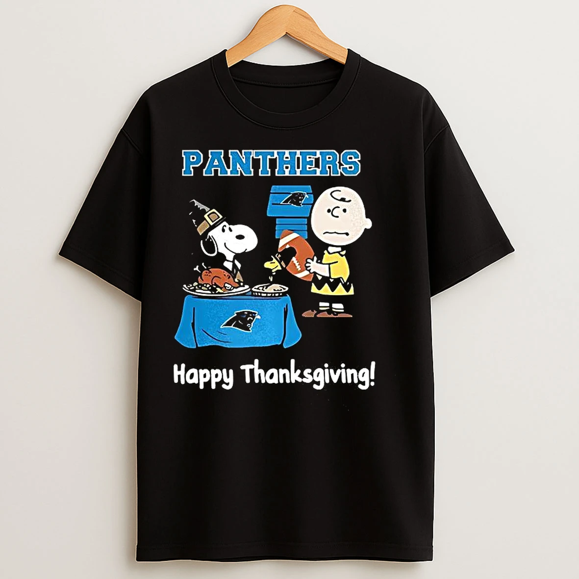Classic Snoopy And Charlie Brown X Carolina Panthers Football Happy Thanksgiving T Shirts