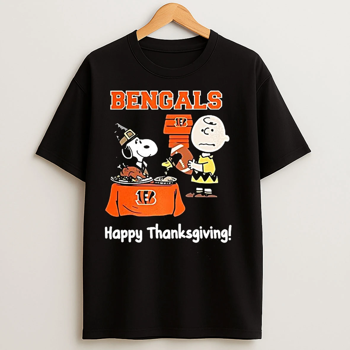 Classic Snoopy And Charlie Brown X Cincinnati Bengals Football Happy Thanksgiving T Shirts