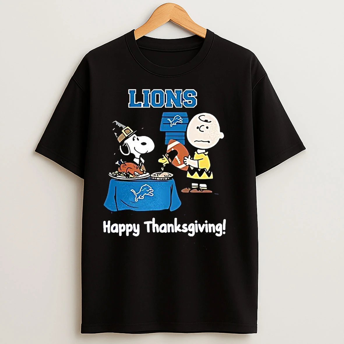 Classic Snoopy And Charlie Brown X Detroit Lions Football Happy Thanksgiving T Shirts
