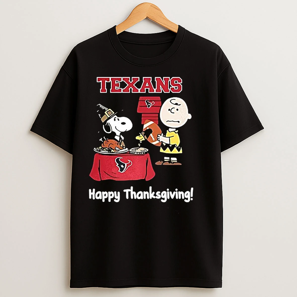 Classic Snoopy And Charlie Brown X Houston Texans Football Happy Thanksgiving T Shirts