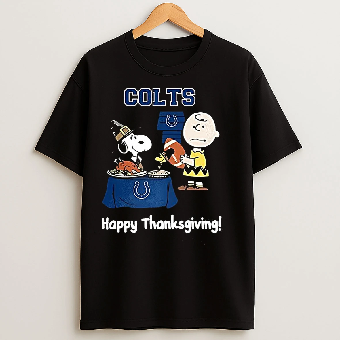 Classic Snoopy And Charlie Brown X Indianapolis Colts Football Happy Thanksgiving T Shirts