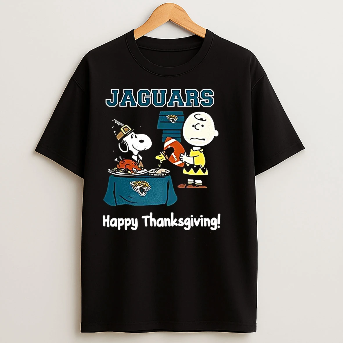 Classic Snoopy And Charlie Brown X Jacksonville Jaguars Football Happy Thanksgiving T Shirts
