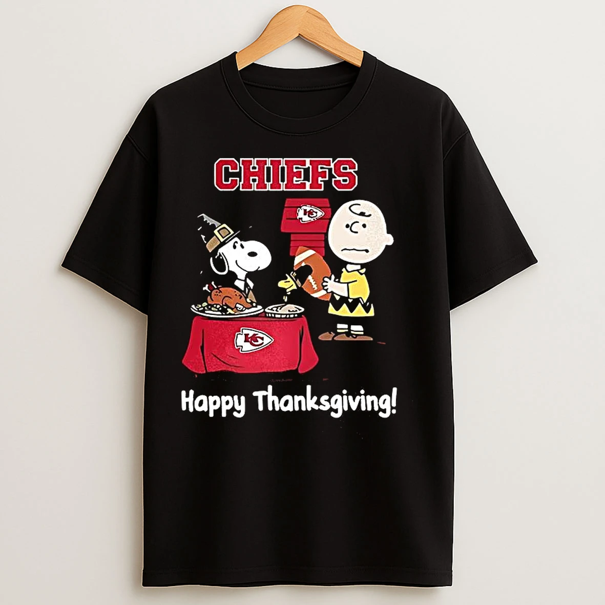 Classic Snoopy And Charlie Brown X Kansas City Chiefs Football Happy Thanksgiving T Shirts