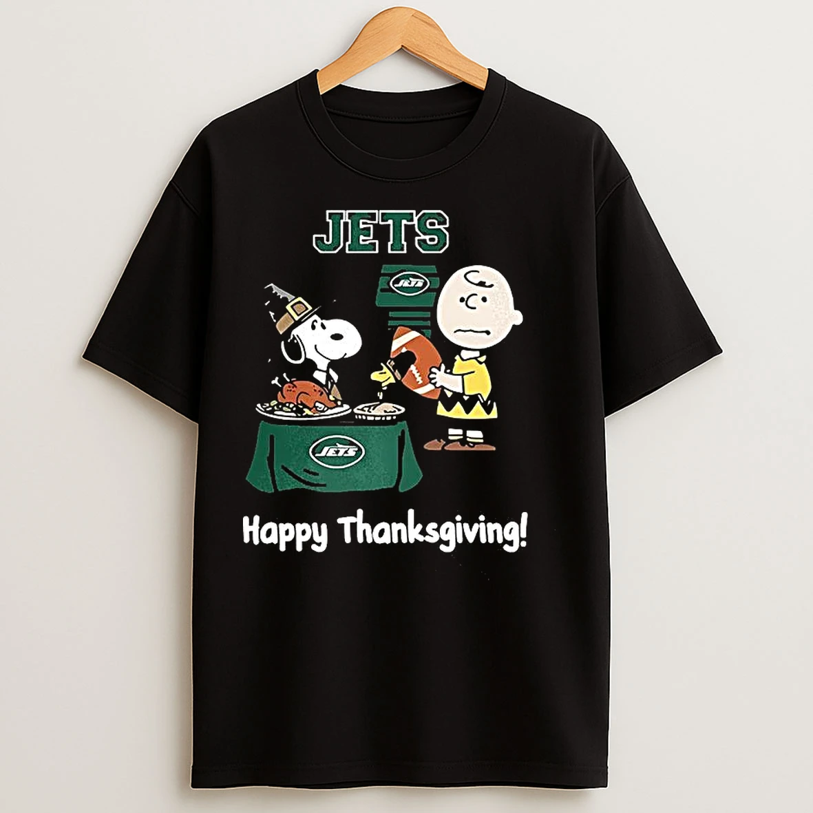 Classic Snoopy And Charlie Brown X New York Jets Football Happy Thanksgiving T Shirts