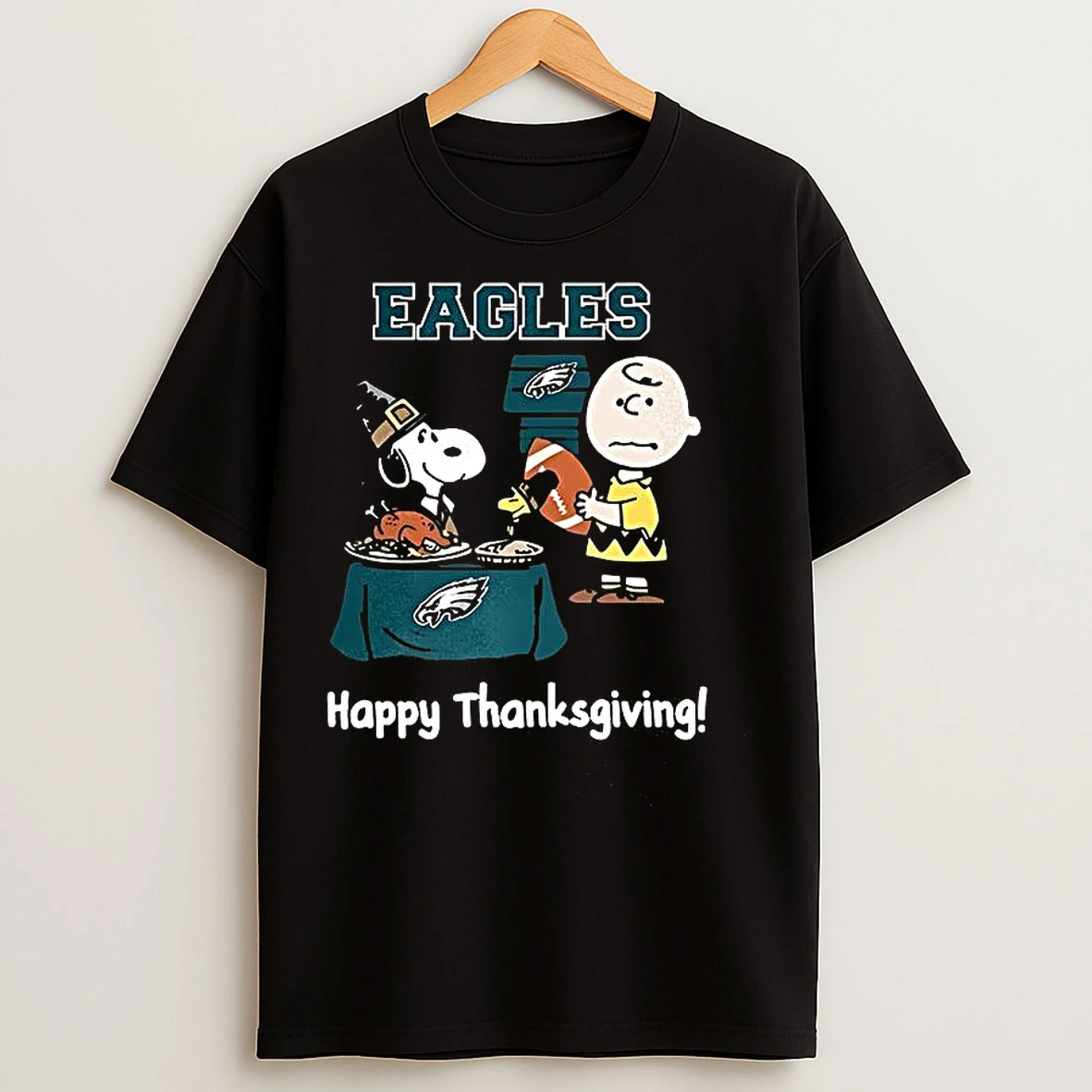 Classic Snoopy And Charlie Brown X Philadelphia Eagles Football Happy Thanksgiving T Shirts