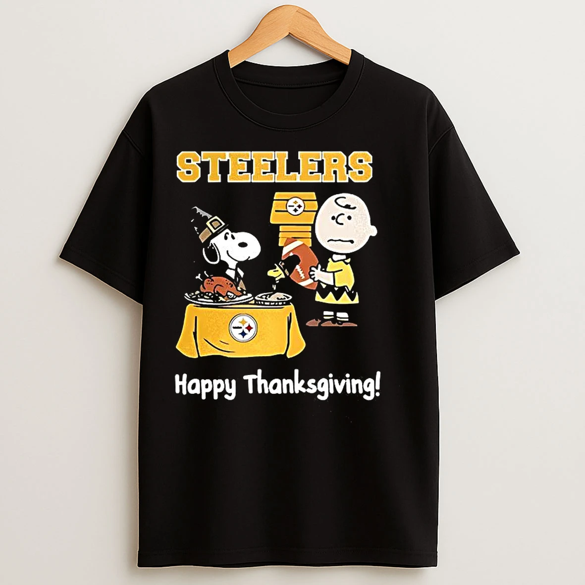 Classic Snoopy And Charlie Brown X Pittsburgh Steelers Football Happy Thanksgiving T Shirts