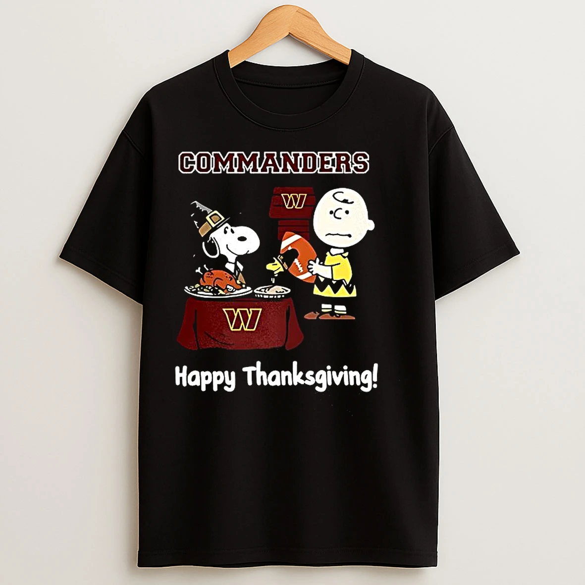 Classic Snoopy And Charlie Brown X Washington Commanders Football Happy Thanksgiving T Shirts