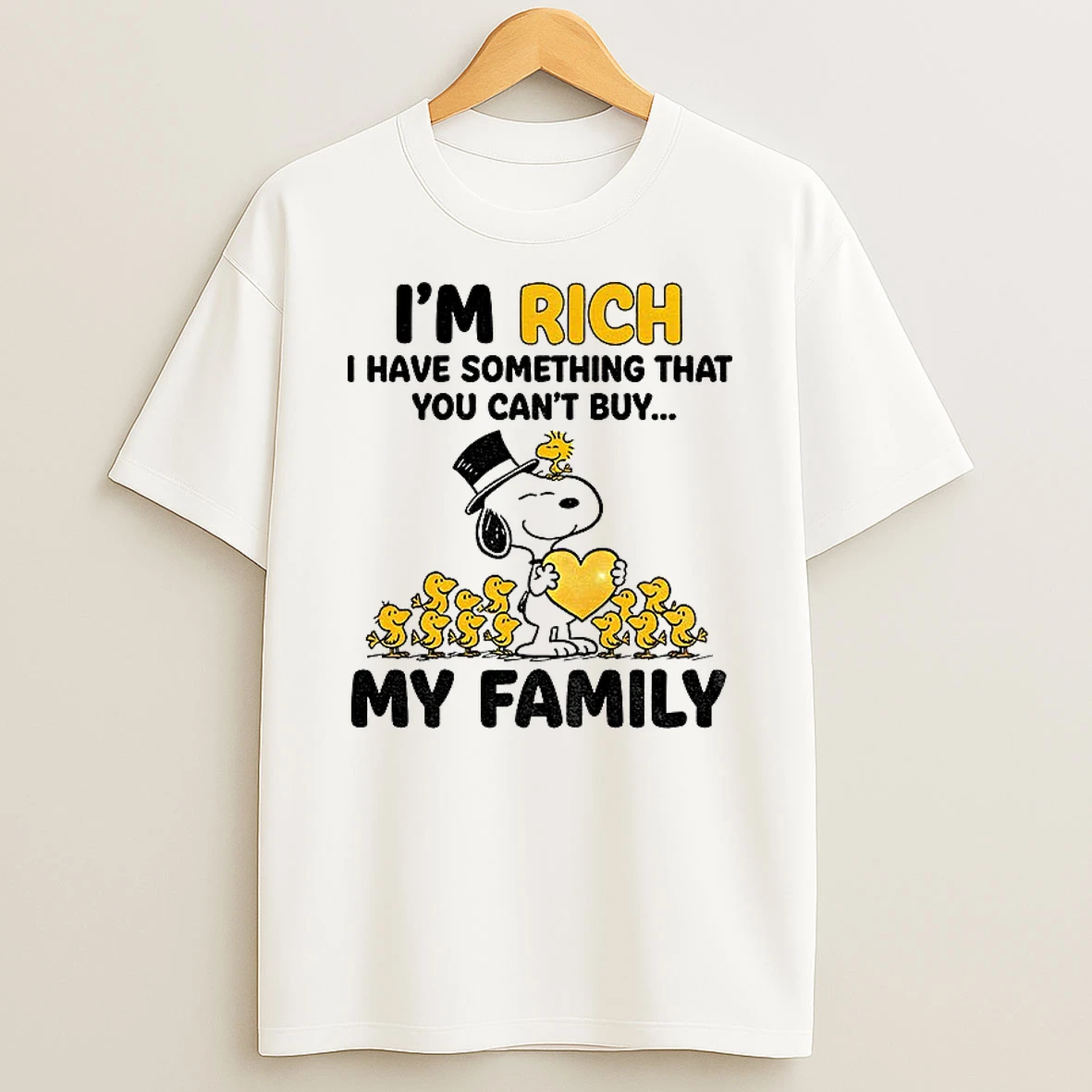 Classic Snoopy And Woodstock Im Rich I Have Something That You Cant Buy My Family T Shirts