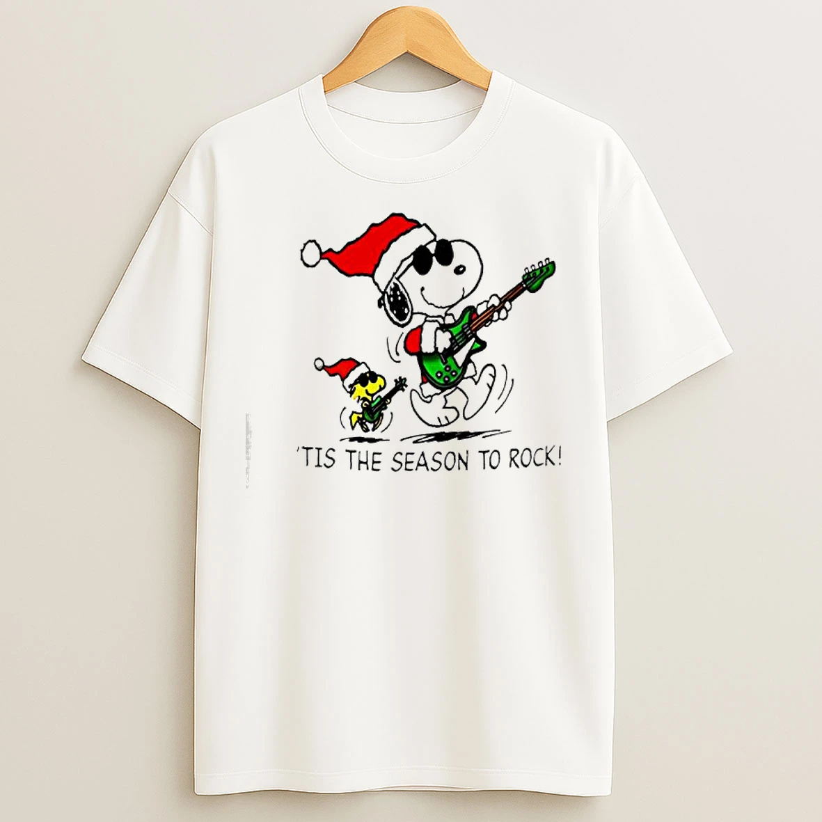 Classic Snoopy And Woodstock Tis The Season To Rock T Shirts