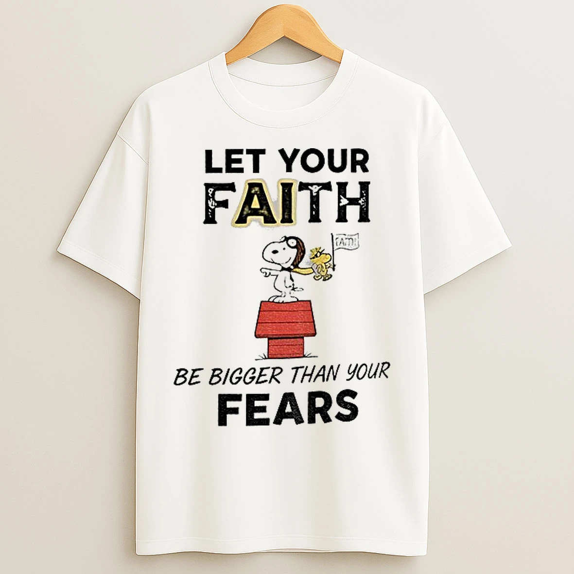 Classic Snoopy Red House Let Your Faith Be Bigger Than Your Fears Christmas T Shirts