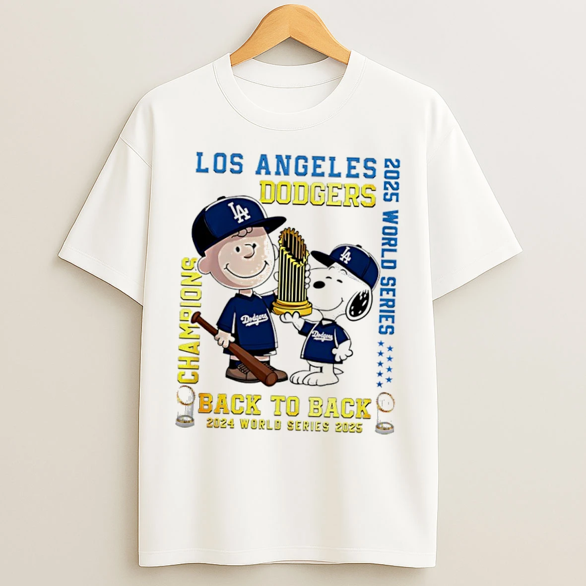 Classic Snoopy X Los Angeles Dodgers World Series Champions 2024 Back To Back 2025 T Shirts