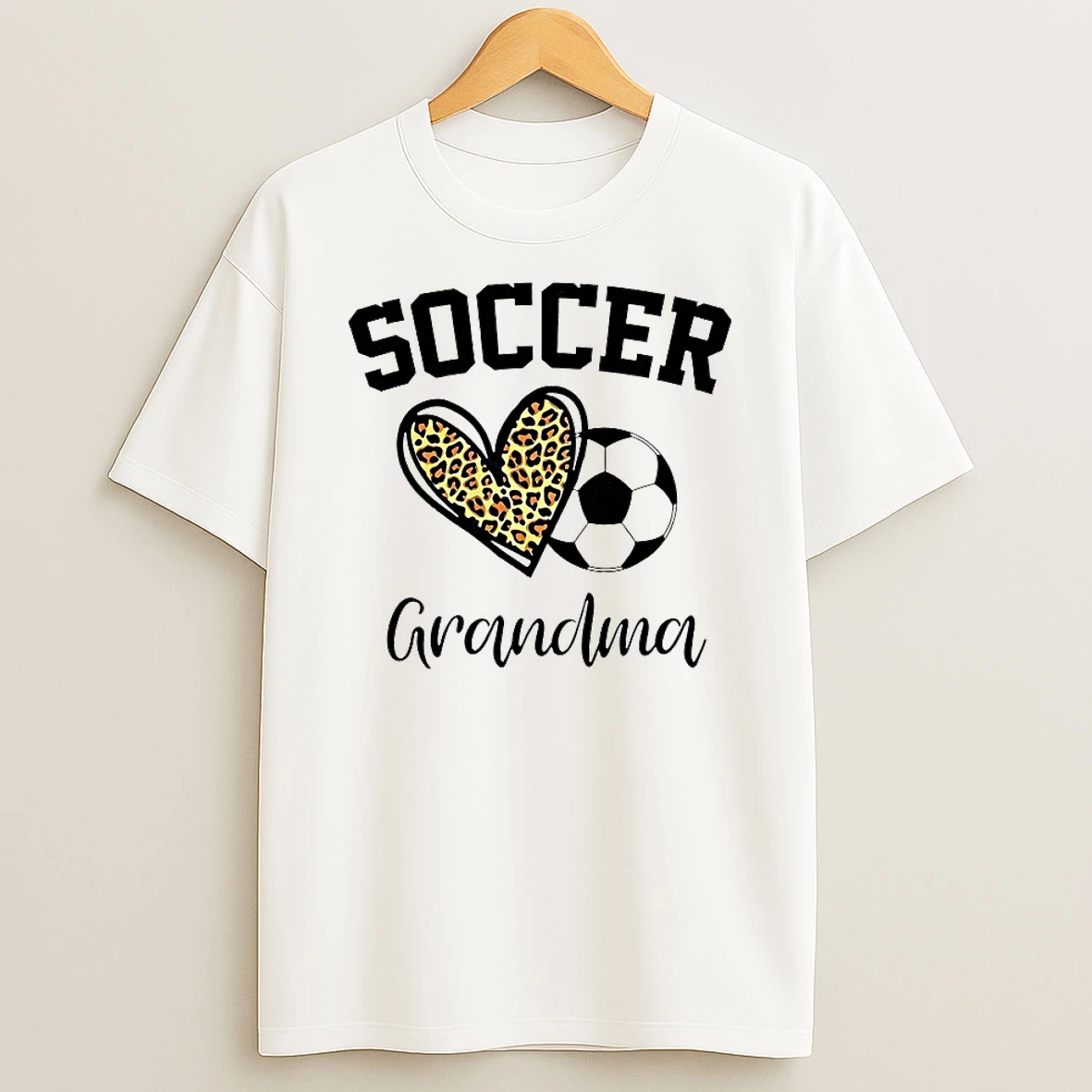 Classic Soccer Grandma Leopard Heart T Shirts