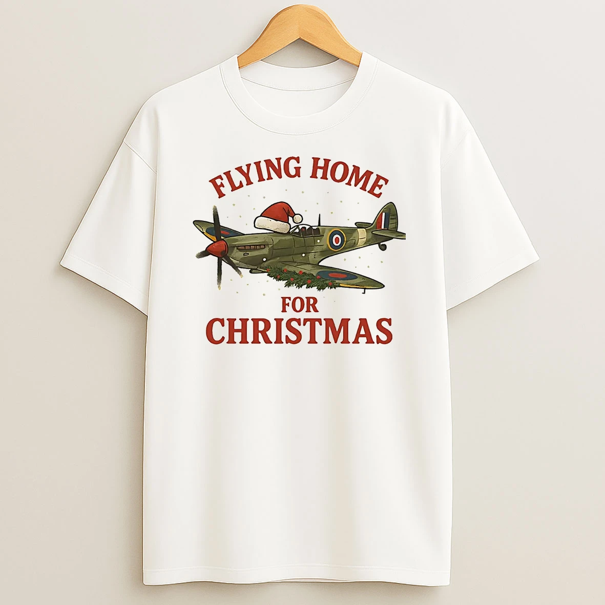 Classic Spitfire Flying Home For Christmas T Shirts
