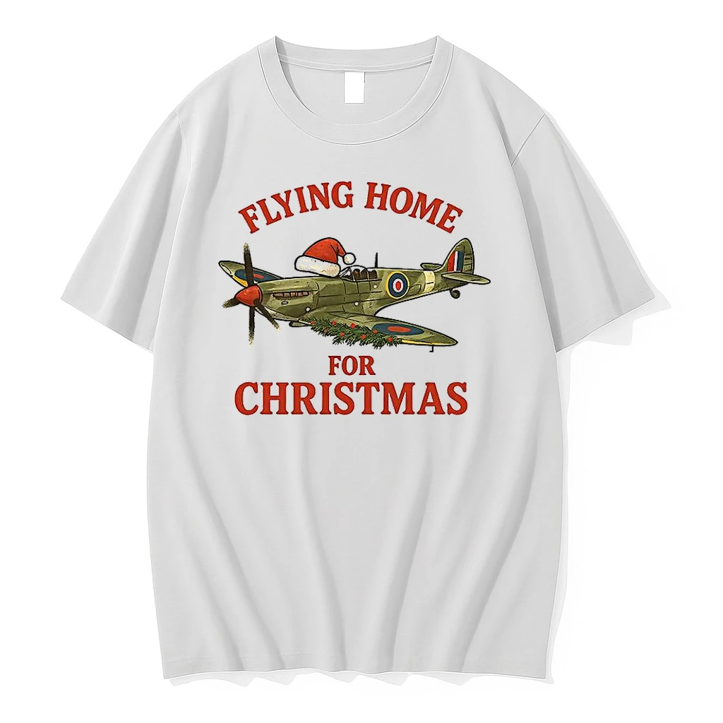 Classic Spitfire Flying Home For Christmas Laurel T Shirts