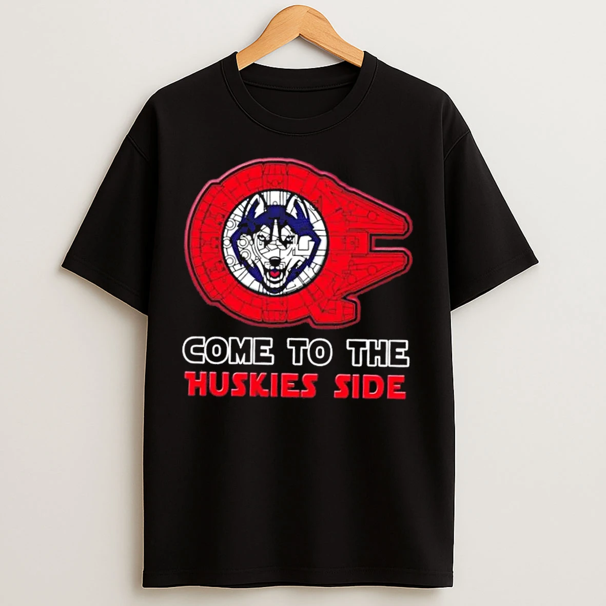 Classic Star Wars Come To The Connecticut Huskies Side T Shirts